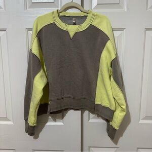 Free People Intercept Colorblock Sweatshirt Size M Boho Beach Athleisure Cozy
